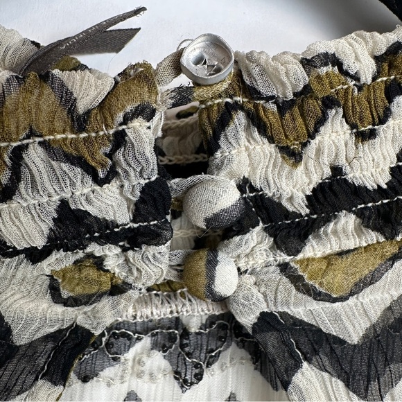 HD In Paris Anthropologie Sierade Zigzag Mini Ruffle Smocked Dress A| US Size 6 - Picture 8 of 11